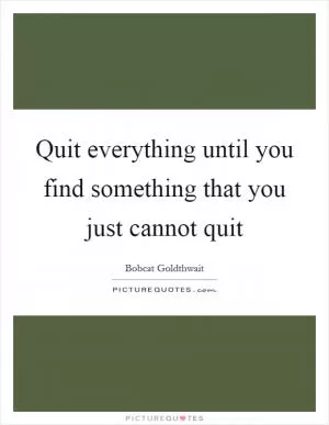 Quit everything until you find something that you just cannot quit Picture Quote #1