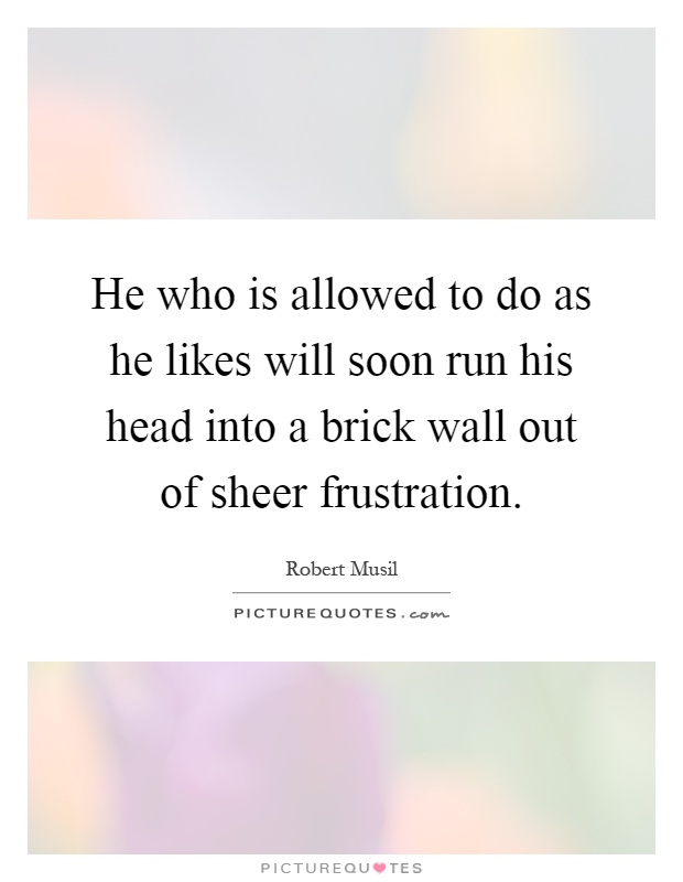 He who is allowed to do as he likes will soon run his head into a brick wall out of sheer frustration Picture Quote #1