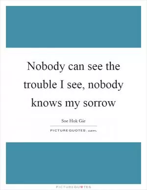 Nobody can see the trouble I see, nobody knows my sorrow Picture Quote #1
