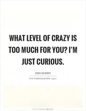 What level of crazy is too much for you? I’m just curious Picture Quote #1
