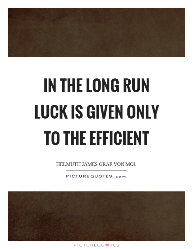 In the long run luck is given only to the efficient Picture Quote #1