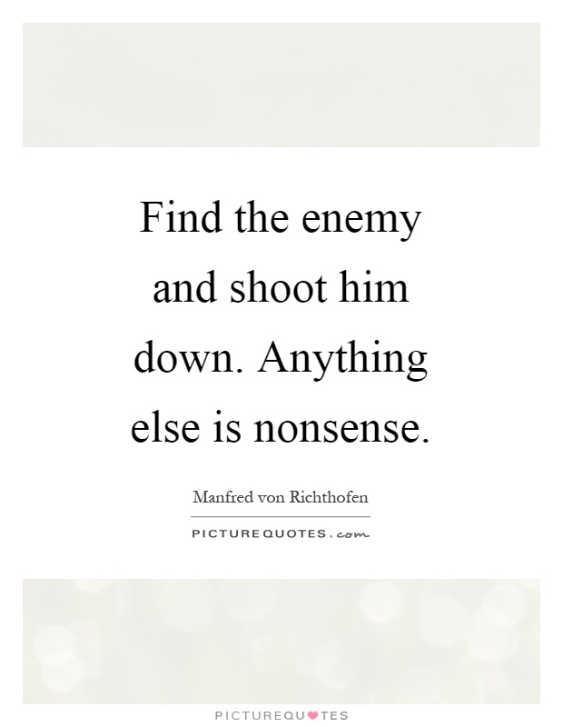 Find the enemy and shoot him down. Anything else is nonsense Picture Quote #1