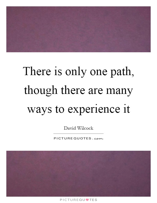 There is only one path, though there are many ways to experience it Picture Quote #1