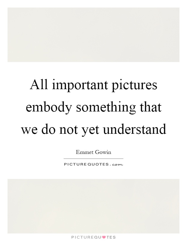 All important pictures embody something that we do not yet understand Picture Quote #1