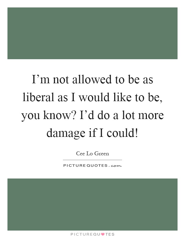 I'm not allowed to be as liberal as I would like to be, you know? I'd do a lot more damage if I could! Picture Quote #1