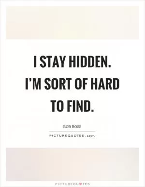 I stay hidden. I’m sort of hard to find Picture Quote #1