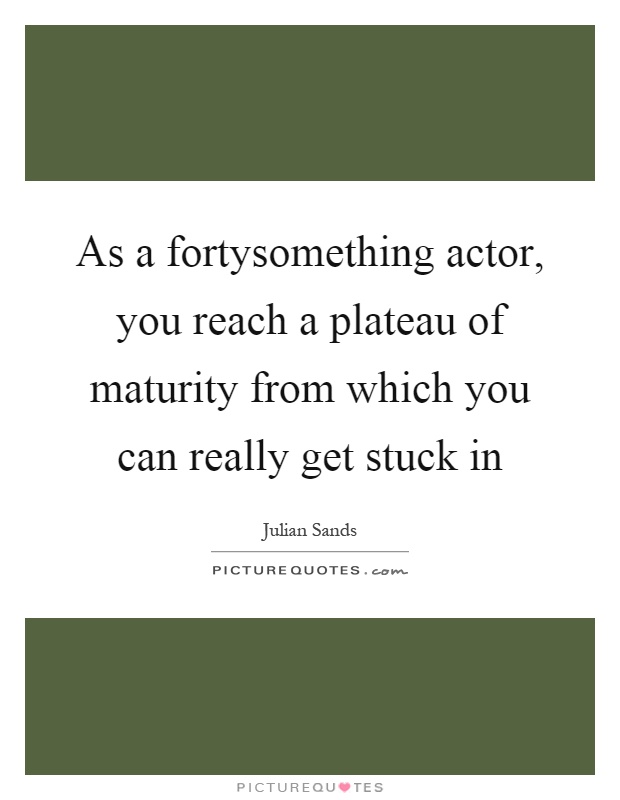 As a fortysomething actor, you reach a plateau of maturity from which you can really get stuck in Picture Quote #1