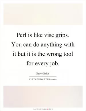 Perl is like vise grips. You can do anything with it but it is the wrong tool for every job Picture Quote #1