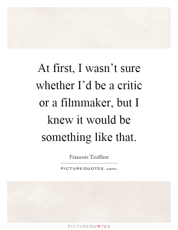 At first, I wasn't sure whether I'd be a critic or a filmmaker, but I knew it would be something like that Picture Quote #1