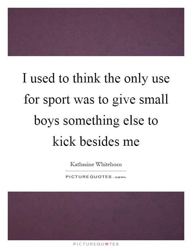 I used to think the only use for sport was to give small boys something else to kick besides me Picture Quote #1