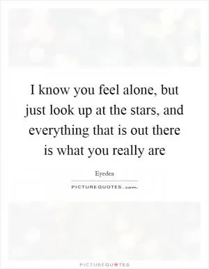 I know you feel alone, but just look up at the stars, and everything that is out there is what you really are Picture Quote #1