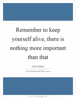 Remember to keep yourself alive, there is nothing more important than that Picture Quote #1