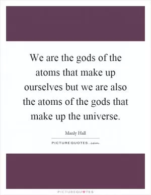 We are the gods of the atoms that make up ourselves but we are also the atoms of the gods that make up the universe Picture Quote #1