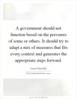 A government should not function based on the pressures of some or others. It should try to adapt a mix of measures that fits every context and generates the appropriate steps forward Picture Quote #1