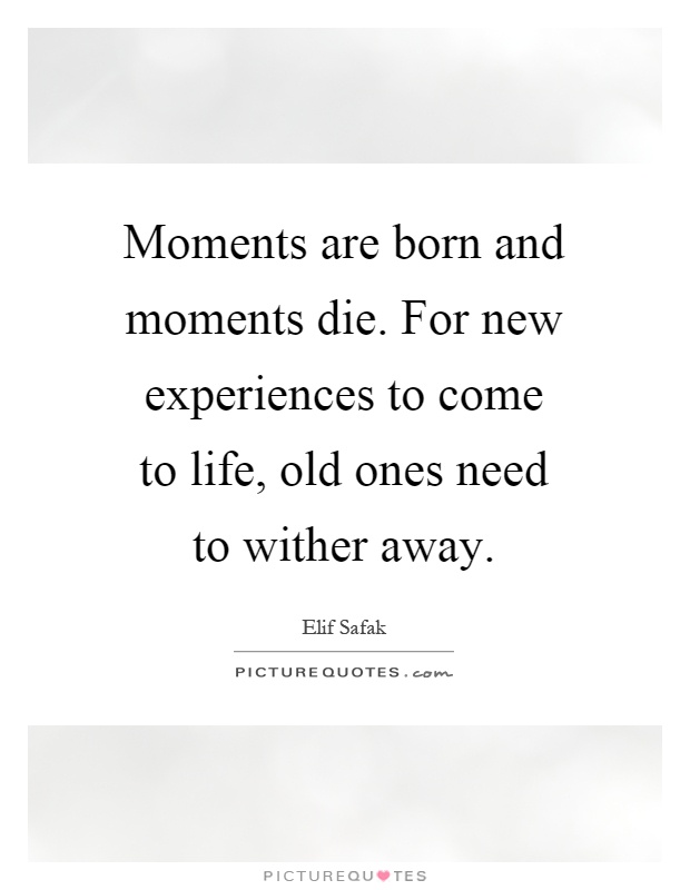 Moments are born and moments die. For new experiences to come to life, old ones need to wither away Picture Quote #1