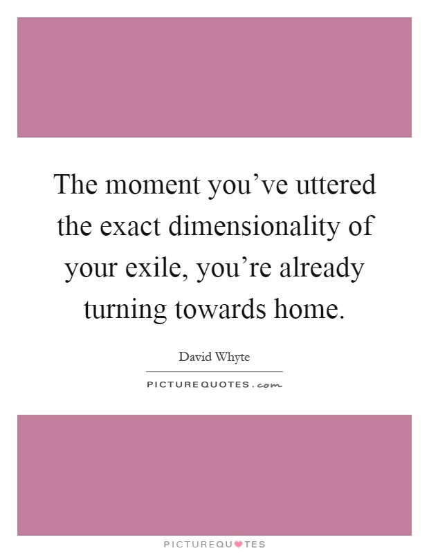 The moment you've uttered the exact dimensionality of your exile, you're already turning towards home Picture Quote #1