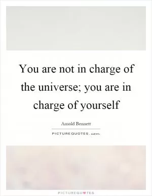 You are not in charge of the universe; you are in charge of yourself Picture Quote #1