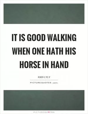 It is good walking when one hath his horse in hand Picture Quote #1