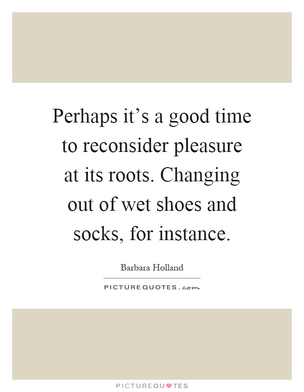 Perhaps it's a good time to reconsider pleasure at its roots. Changing out of wet shoes and socks, for instance Picture Quote #1