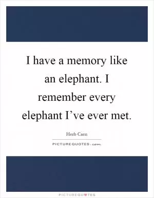 I have a memory like an elephant. I remember every elephant I’ve ever met Picture Quote #1