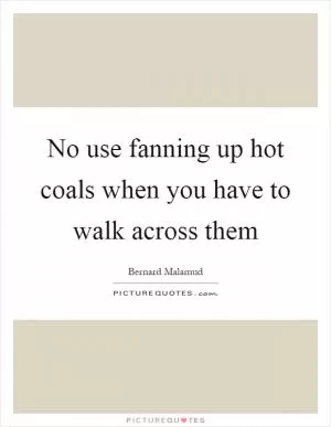 No use fanning up hot coals when you have to walk across them Picture Quote #1