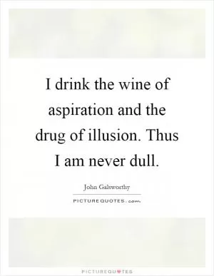 I drink the wine of aspiration and the drug of illusion. Thus I am never dull Picture Quote #1