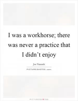 I was a workhorse; there was never a practice that I didn’t enjoy Picture Quote #1