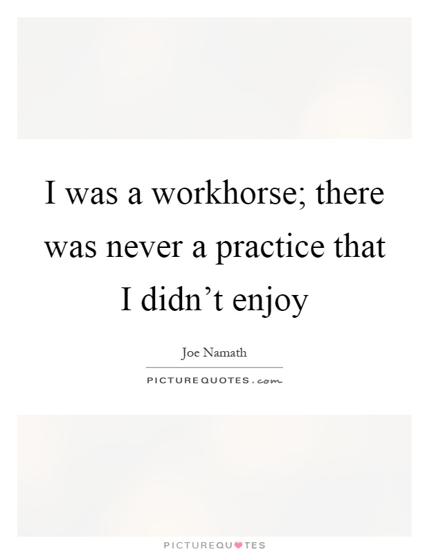 I was a workhorse; there was never a practice that I didn't enjoy Picture Quote #1