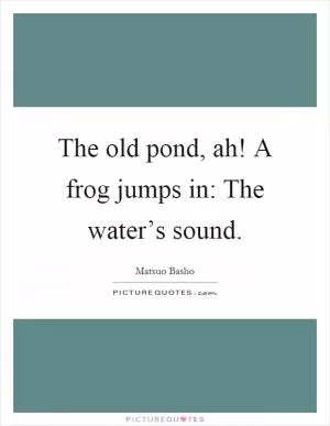 The old pond, ah! A frog jumps in: The water’s sound Picture Quote #1