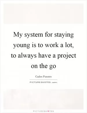 My system for staying young is to work a lot, to always have a project on the go Picture Quote #1
