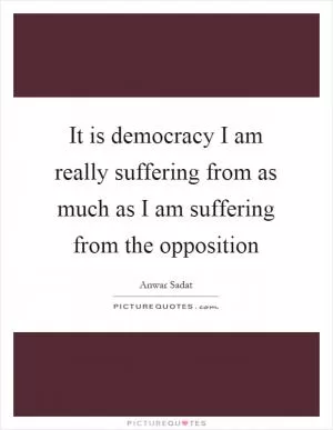 It is democracy I am really suffering from as much as I am suffering from the opposition Picture Quote #1