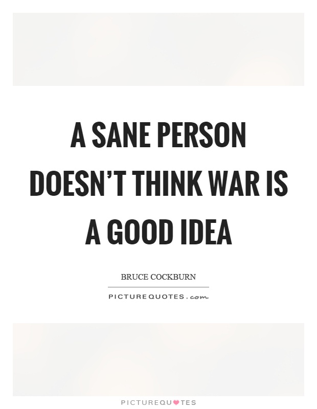 A sane person doesn't think war is a good idea Picture Quote #1