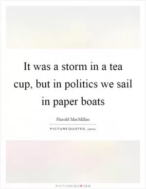 It was a storm in a tea cup, but in politics we sail in paper boats Picture Quote #1