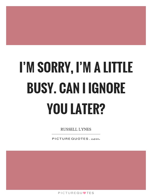 I'm sorry, I'm a little busy. Can I ignore you later? Picture Quote #1