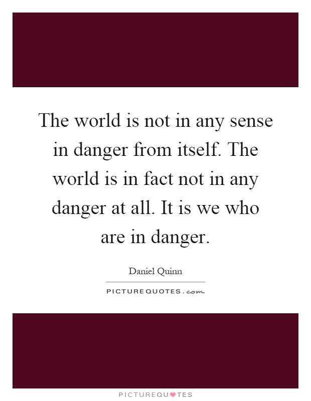 The world is not in any sense in danger from itself. The world is in fact not in any danger at all. It is we who are in danger Picture Quote #1