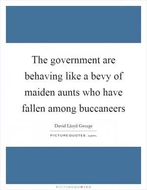 The government are behaving like a bevy of maiden aunts who have fallen among buccaneers Picture Quote #1