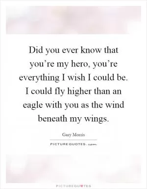 Did you ever know that you’re my hero, you’re everything I wish I could be. I could fly higher than an eagle with you as the wind beneath my wings Picture Quote #1