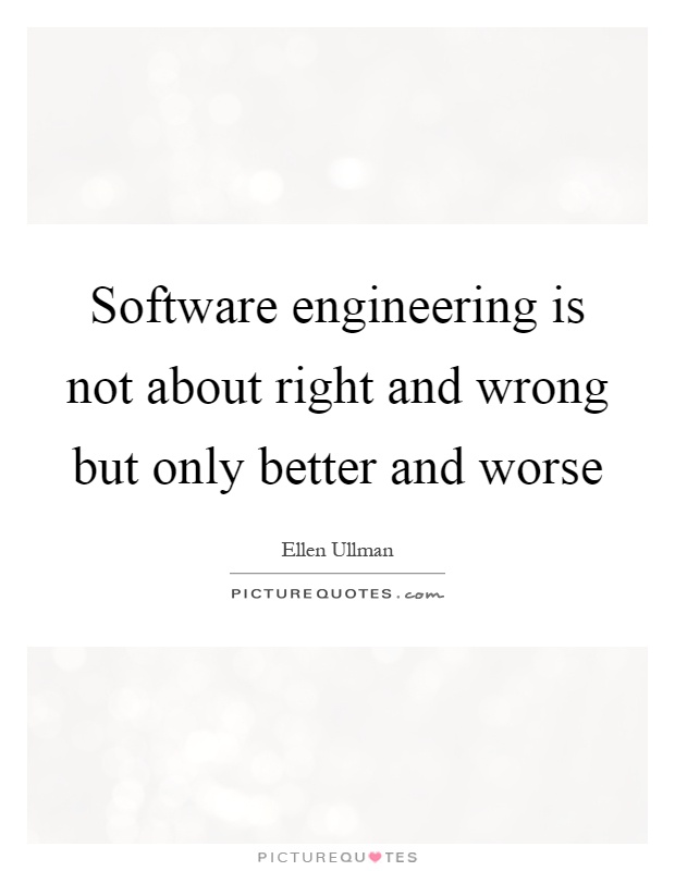 Software engineering is not about right and wrong but only better and worse Picture Quote #1