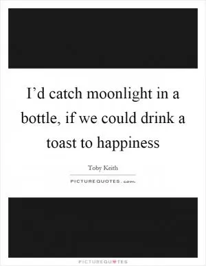 I’d catch moonlight in a bottle, if we could drink a toast to happiness Picture Quote #1