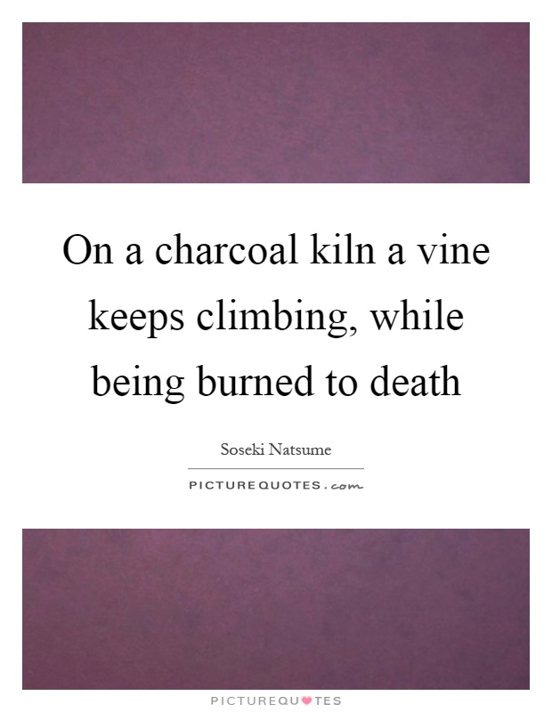 On a charcoal kiln a vine keeps climbing, while being burned to death Picture Quote #1