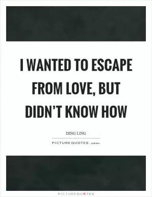 I wanted to escape from love, but didn’t know how Picture Quote #1