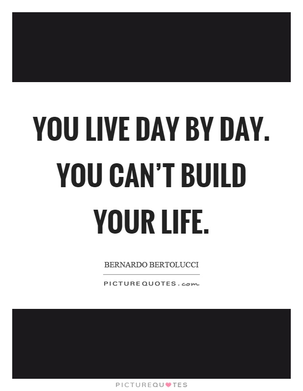 You live day by day. You can't build your life Picture Quote #1