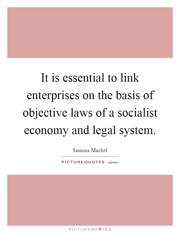 It is essential to link enterprises on the basis of objective laws of a socialist economy and legal system Picture Quote #1