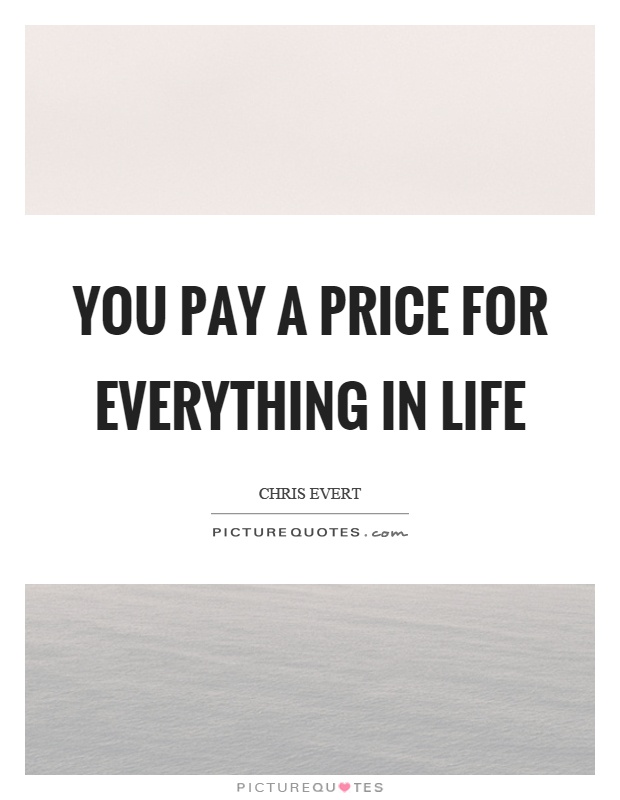 You pay a price for everything in life Picture Quote #1