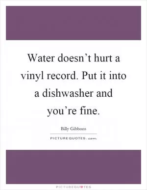 Water doesn’t hurt a vinyl record. Put it into a dishwasher and you’re fine Picture Quote #1