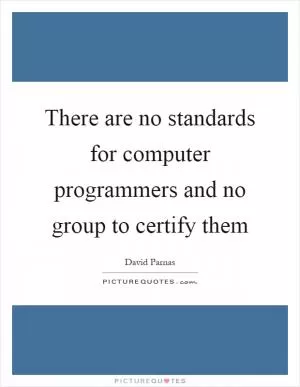 There are no standards for computer programmers and no group to certify them Picture Quote #1