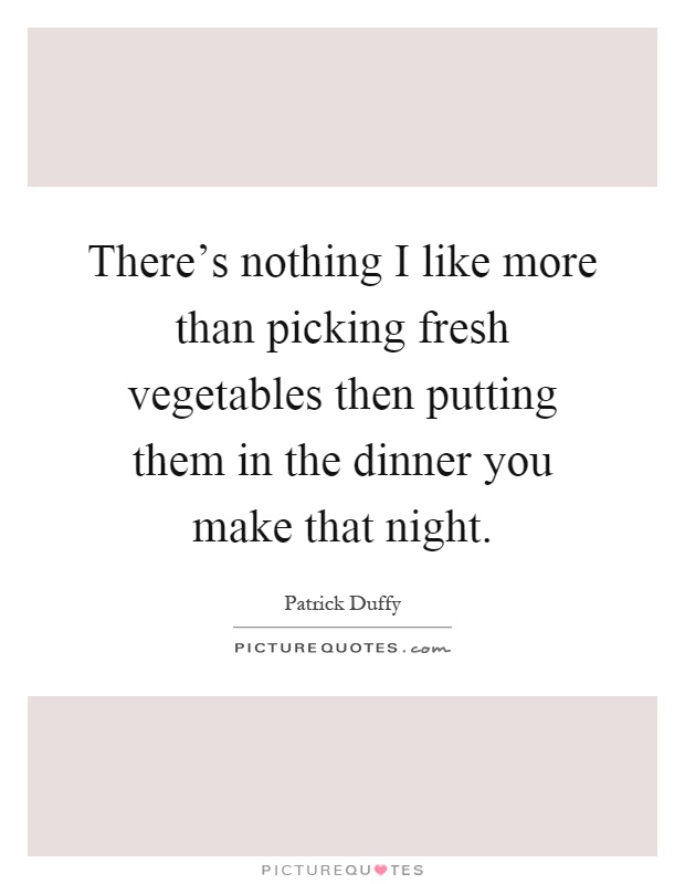 There's nothing I like more than picking fresh vegetables then putting them in the dinner you make that night Picture Quote #1