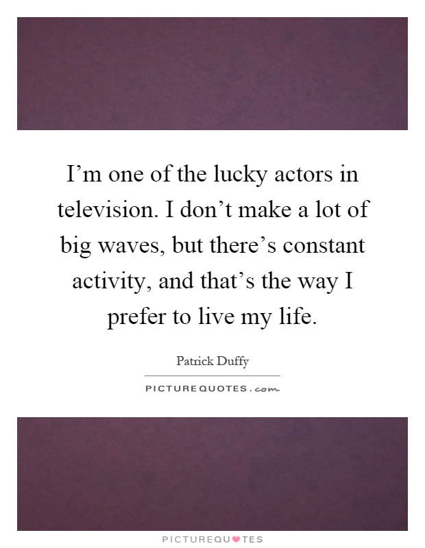 I'm one of the lucky actors in television. I don't make a lot of big waves, but there's constant activity, and that's the way I prefer to live my life Picture Quote #1