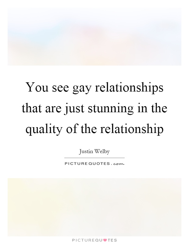 You see gay relationships that are just stunning in the quality of the relationship Picture Quote #1