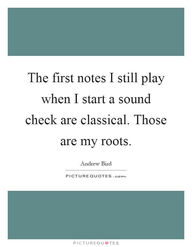 The first notes I still play when I start a sound check are classical. Those are my roots Picture Quote #1